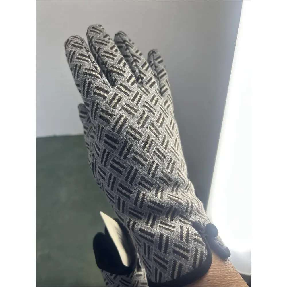 Fadivo New York Womens Touchscreen Gloves Gray Black Fleece Lined New Geometric
